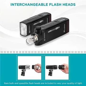 Flashpoint eVOLV 200 Pro TTL Pocket Flash Kit for Camera Strobe Light Photography, 200Ws, 1/8000 HSS, 500 Full Power Flashes, 0.01-1.8s Recycling w/2900mAh Battery, Bare Bulb/Speedlite Flash Head