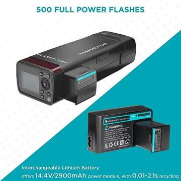 Flashpoint eVOLV 200 Pro TTL Pocket Flash Kit for Camera Strobe Light Photography, 200Ws, 1/8000 HSS, 500 Full Power Flashes, 0.01-1.8s Recycling w/2900mAh Battery, Bare Bulb/Speedlite Flash Head