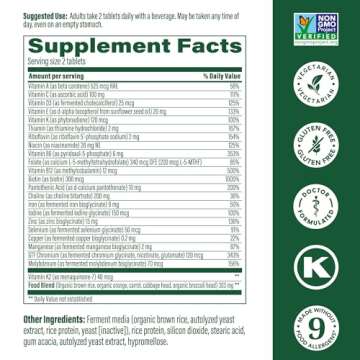 MegaFood Women's 40+ Advanced Multivitamin for Women - Dr Formulated - Vitamin B, Vitamin D3, Vitamin K2 & Choline - Energy Metabolism; Brain Health & Bone Health - Vegetarian - 60 Tabs (30 servings)