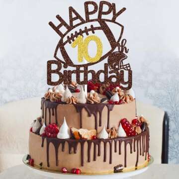 Happy 10th Birthday Cake Topper for Sports Fans