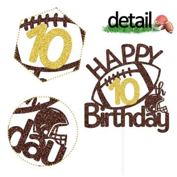 Happy 10th Birthday Cake Topper for Sports Fans