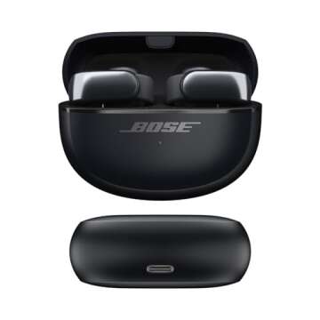 Bose Ultra Open Bluetooth Earbuds, True Wireless Earbuds with OpenAudio for Awareness, Clip On Design for Comfort, Immersive Audio, Up to 48 Hrs of Playtime, Black