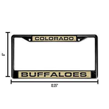 Rico Industries NCAA Colorado Buffaloes Black Black Laser Cut Chrome Frame 12" x 6" 12" x 6" Black Laser Cut Chrome Frame - Car/Truck/SUV Automobile Accessory