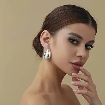 Stylish Chunky Gold Hoop Earrings - Apsvo Teardrop Earring