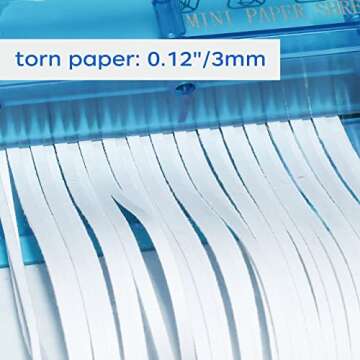 JIKIOU Mini Hand Shredder Portable Paper Shredder Manual Shredder Documents Paper Cutting Tool Home Office Desktop Stationery Christmas Birthday Gift Blue
