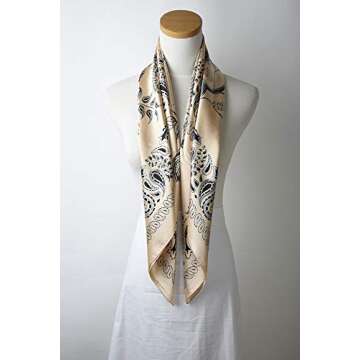 corciova 35 x 35 Women Silk Feeling Square Hair Scarf Headscarf Pearl Tree Headband Tie Sleeping at Night Bandana Headscarf