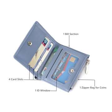 AACKS Girls Cute Wallet Bow Small Wallet Aesthetic Card Holder ID Window Purse for Women Slim Wallet Zipper Coin Purse