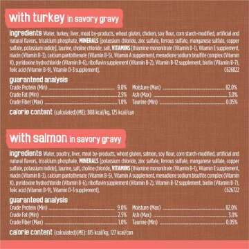 Purina Friskies Extra Gravy Wet Cat Food Chunky 24ct Variety Pack (With Chicken, Turkey, Salmon, Beef) - (Pack of 24) 5.5 oz. Cans