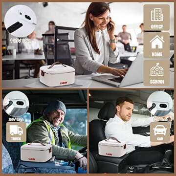 CJOIAW Electric Heated Lunch Box Portable Food Heater 1.8L High capacity 304 Stainless Steel Contain...