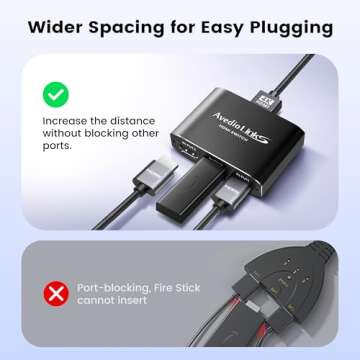 HDMI Switch 3-Port 4K@60Hz Aluminum Alloy[with 4FT HDMI 2.0 Cable], avedio links 4K HDMI Switcher, 3 Way HDMI Selector Switch, HDMI Switch 3 in 1 Out Support HDCP 2.2, HDR 10, for PS5, PS4 (Black)