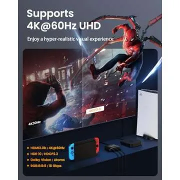 HDMI Switch 3-Port 4K@60Hz Aluminum Alloy[with 4FT HDMI 2.0 Cable], avedio links 4K HDMI Switcher, 3 Way HDMI Selector Switch, HDMI Switch 3 in 1 Out Support HDCP 2.2, HDR 10, for PS5, PS4 (Black)