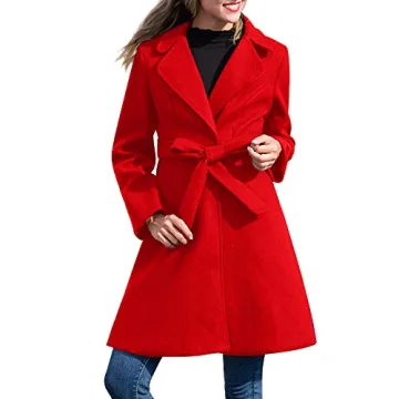 Stylish Kate Kasin Women's Mid-Length Belted Trench Coat