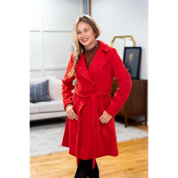 Stylish Kate Kasin Women's Mid-Length Belted Trench Coat