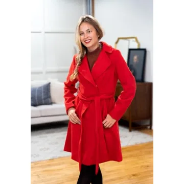 Stylish Kate Kasin Women's Mid-Length Belted Trench Coat