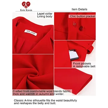 Stylish Kate Kasin Women's Mid-Length Belted Trench Coat