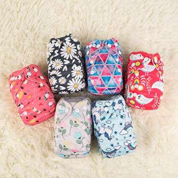 ALVABABY 6pcs with 12 Inserts Baby Cloth Diapers Pocket Newborn Diaper for Less Than 12pounds Baby Snaps Cloth Diapers Nappy