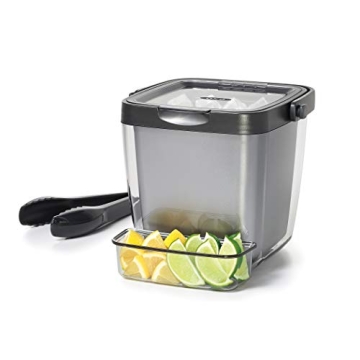 OXO Good Grips Double Wall Ice Bucket with Tongs and Garnish Tray for Stylish Entertaining