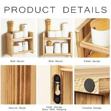 Cloud Fragrant 2-Tier Wood Spice Rack for Kitchen & Bathroom