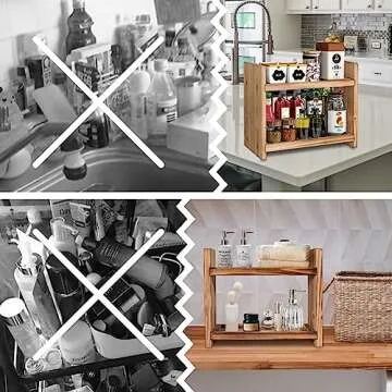 Cloud Fragrant 2-Tier Wood Spice Rack for Kitchen & Bathroom