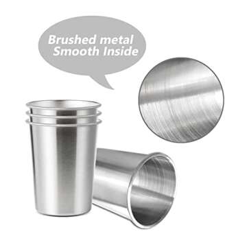 YOLCAR 4Pack 6oz Small Stainless Steel Cups, BPA Free Healthy Pint Drinking Cups Metal Drinking Glas...