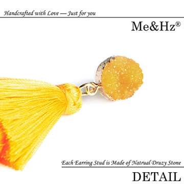 Bright Yellow Layered Dangle Tassel Earrings for Women