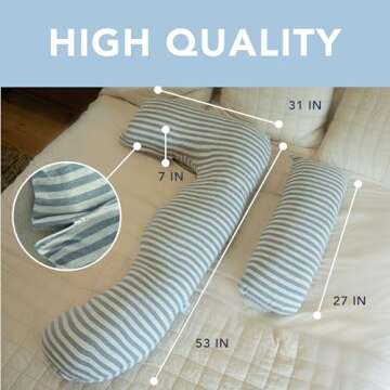 Pharmedoc Pregnancy Pillows, U-Shape Full Body Pillow -Removable Jersey Cotton Cover - Silver Moon - Pregnancy Pillows for Sleeping - Body Pillows for Adults, Maternity Pillow and Pregnancy Must Haves