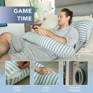 Pharmedoc Pregnancy Pillows, U-Shape Full Body Pillow -Removable Jersey Cotton Cover - Silver Moon - Pregnancy Pillows for Sleeping - Body Pillows for Adults, Maternity Pillow and Pregnancy Must Haves