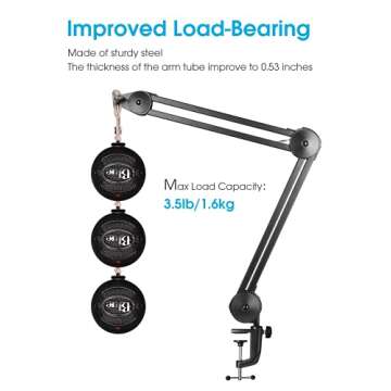 Puroma Microphone Arm Stand Adjustable Suspension Boom Scissor Arm Stand Upgraded Heavy Duty Microphone Stand with 5 Ties for Blue Yeti, Snowball, and Blue Yeti Nano (Medium)