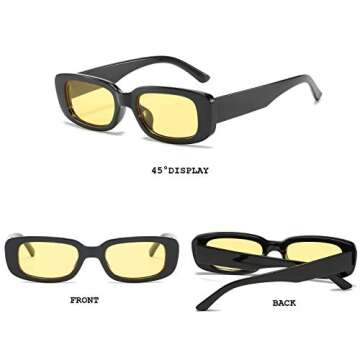 BUTABY Vintage Rectangle Sunglasses for Women with UV400 Protection