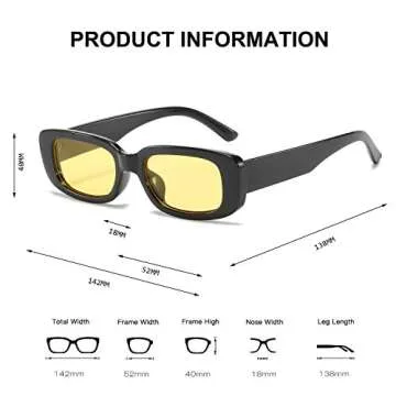 BUTABY Vintage Rectangle Sunglasses for Women with UV400 Protection