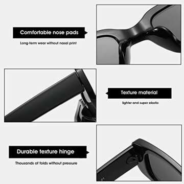 BUTABY Vintage Rectangle Sunglasses for Women with UV400 Protection