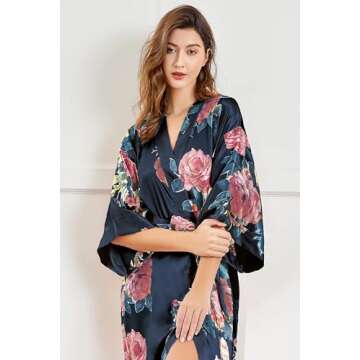 Elegant Floral Kimono Robe for Bridesmaids and Parties