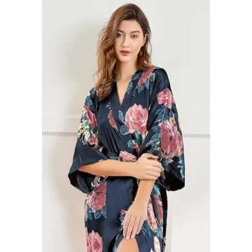 Elegant Floral Kimono Robe for Bridesmaids and Parties