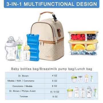 BABEYER Breastmilk Cooler Bag with Ice Pack Fits 6 Baby Bottles up to 9 Ounce, Breast Milk Pump Cool...