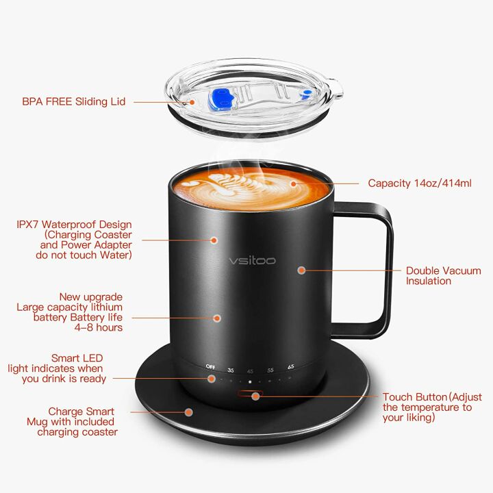 Smart Mug with Temperature Control 14oz - VSITOO S3 Pro