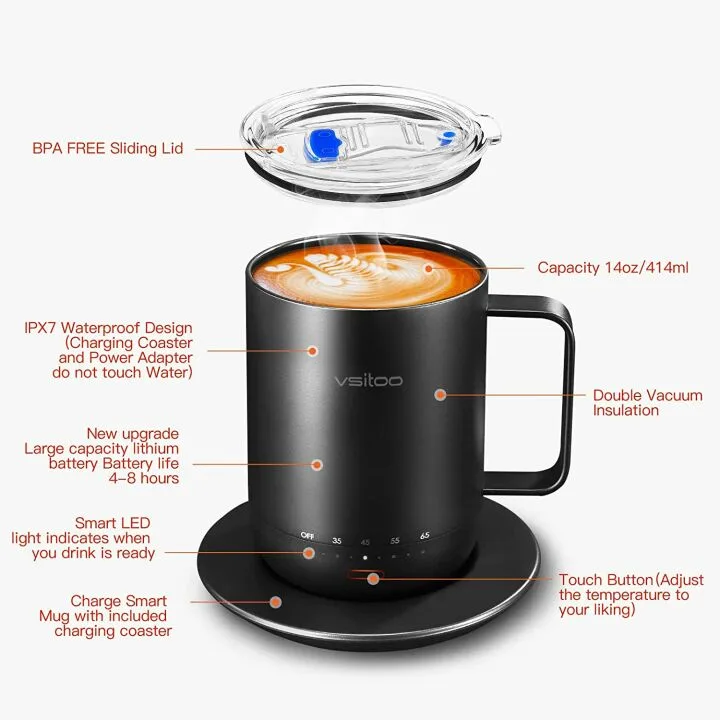 Smart Mug with Temperature Control 14oz - VSITOO S3 Pro