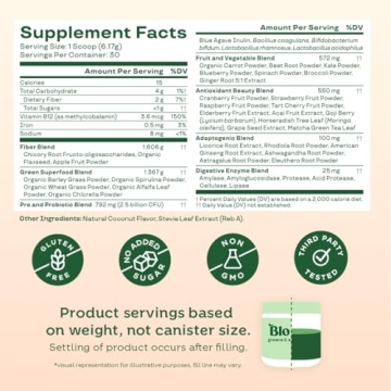 Bloom Nutrition Superfood Greens Powder, Digestive Enzymes with Probiotics and Prebiotics, Gut Health, Bloating Relief for Women, Chlorella, Green Juice Mix with Beet Root Powder, 30 SVG, Coconut