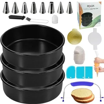 RFAQK 8-Inch Non-Stick Cake Pan Set with Accessories
