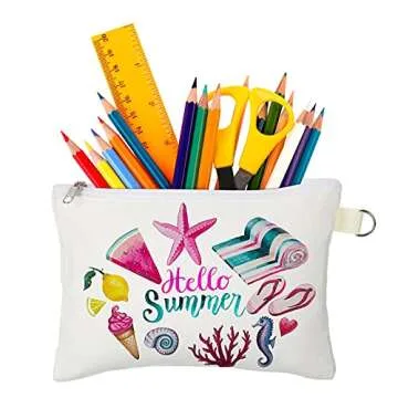 Weewooday Sublimation Blanks Cosmetic Bags Multipurpose DIY Heat Transfer Makeup Bags Toiletry Pouch Iron on Transfer Zipper Canvas Pencil Bag for Multi-functional School Travel DIY Craft (12 Pieces)