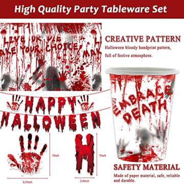 170 Pcs Scary Halloween Party Supplies for 24 Guests
