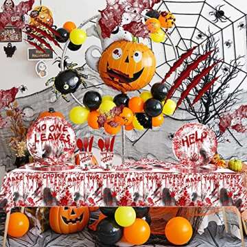 170 Pcs Scary Halloween Party Supplies for 24 Guests