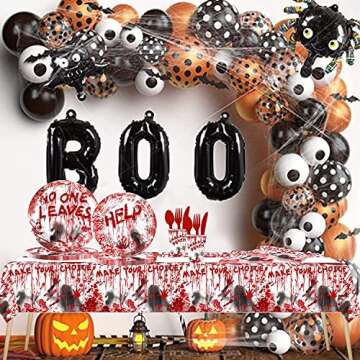 170 Pcs Scary Halloween Party Supplies for 24 Guests
