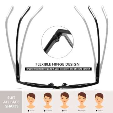 Przene 4 Pack Blue Light Blocking Reading Glasses,Cat Eye Reading Glasses With Spring Hinge Reader F...