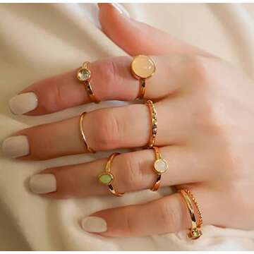 ItsStarred 8pcs Gold Knuckle Ring Set for Women Vintage Stackable Midi Finger Rings Set