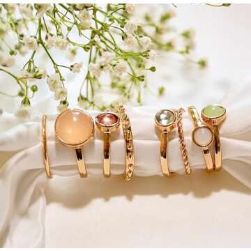 ItsStarred 8pcs Gold Knuckle Ring Set for Women Vintage Stackable Midi Finger Rings Set