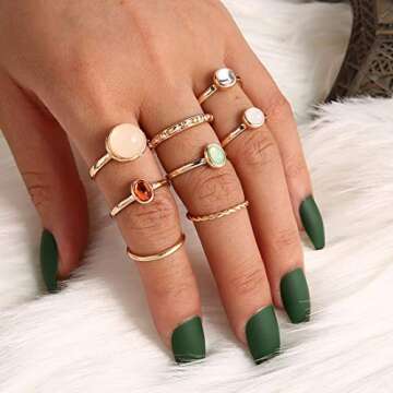 ItsStarred 8pcs Gold Knuckle Ring Set for Women Vintage Stackable Midi Finger Rings Set