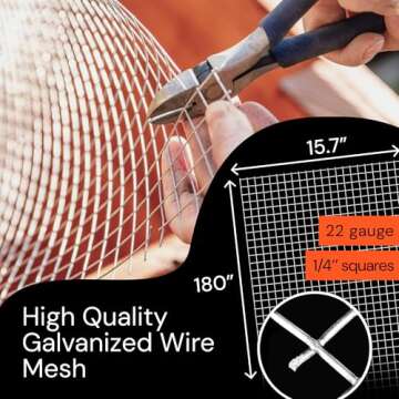 MaPorch Hardware Cloth - Galvanized Wire Mesh Roll for Vent, Rabbit Fencing, and Cabinets - Wire Cut...