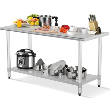 Stainless Steel Work Table NSF Commercial Worktable with Adjustable Shelf, 24 X 60 Inches, Scratch R...
