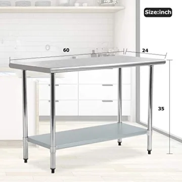 Stainless Steel Work Table with Adjustable Shelf for Home or Business
