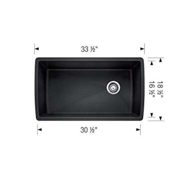 BLANCO, Anthracite 441768 DIAMOND SILGRANIT Super Single Undermount Kitchen Sink, 33.5" X 18.5"